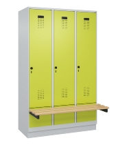 C+P Spind Evolo PLUS 049040-30 integrierte Bank 3 Abt.je 300mm Drehriegel (HxBxT) 1950x900x815mm 9016/6019