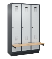 C+P Spind Evolo PLUS 049040-30 integrierte Bank 3 Abt.je 300mm Drehriegel (HxBxT) 1950x900x815mm 9016/6019