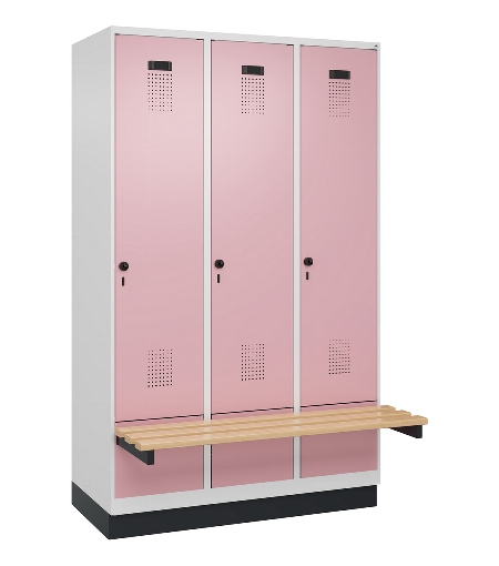 C+P Spind Evolo PLUS 049040-30 integrierte Bank 3 Abt.je 300mm Drehriegel (HxBxT) 1950x900x815mm 9016/6019
