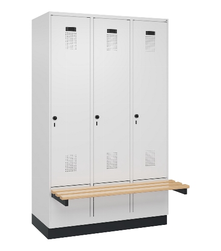 C+P Spind Evolo PLUS 049040-30 integrierte Bank 3 Abt.je 300mm Drehriegel (HxBxT) 1950x900x815mm 9016/6019