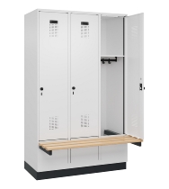 C+P Spind Evolo PLUS 049040-30 integrierte Bank 3 Abt.je 300mm Drehriegel (HxBxT) 1950x900x815mm 9016/6019