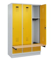 C+P Spind Evolo PLUS 049040-30 integrierte Bank 3 Abt.je 300mm Drehriegel (HxBxT) 1950x900x815mm 9016/6019