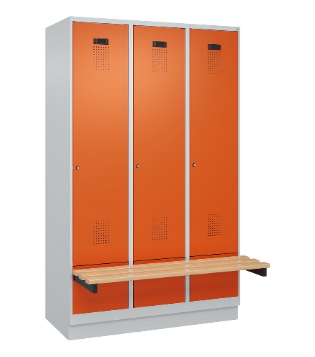 C+P Spind Evolo PLUS 049040-30 integrierte Bank 3 Abt.je 300mm Drehriegel (HxBxT) 1950x900x815mm 9016/6019