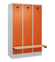 C+P Spind Evolo PLUS 049040-30 integrierte Bank 3 Abt.je 300mm Drehriegel (HxBxT) 1950x900x815mm 9016/6019