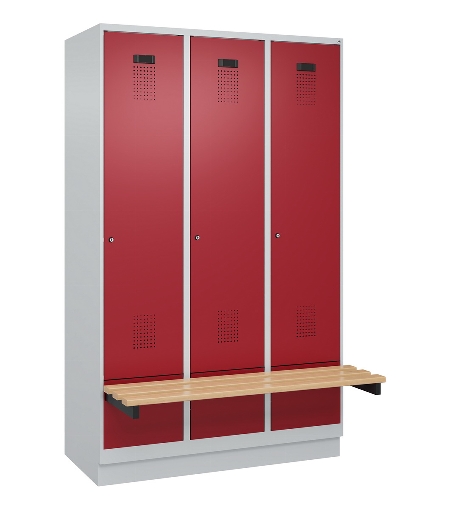 C+P Spind Evolo PLUS 049040-30 integrierte Bank 3 Abt.je 300mm Drehriegel (HxBxT) 1950x900x815mm 9016/6019