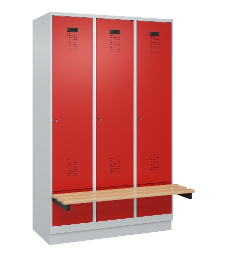 C+P Spind Evolo PLUS 049040-30 integrierte Bank 3 Abt.je 300mm Drehriegel (HxBxT) 1950x900x815mm 9016/6019