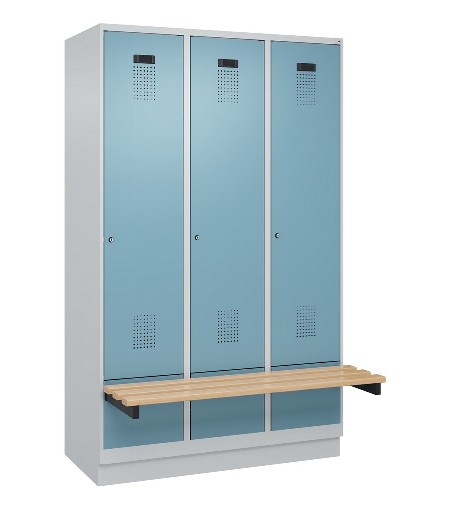 C+P Spind Evolo PLUS 049040-30 integrierte Bank 3 Abt.je 300mm Drehriegel (HxBxT) 1950x900x815mm 9016/6019