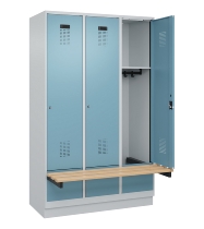 C+P Spind Evolo PLUS 049040-30 integrierte Bank 3 Abt.je 300mm Drehriegel (HxBxT) 1950x900x815mm 9016/6019