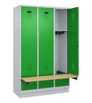 C+P Spind Evolo PLUS 049040-30 integrierte Bank 3 Abt.je 300mm Drehriegel (HxBxT) 1950x900x815mm 9016/6019