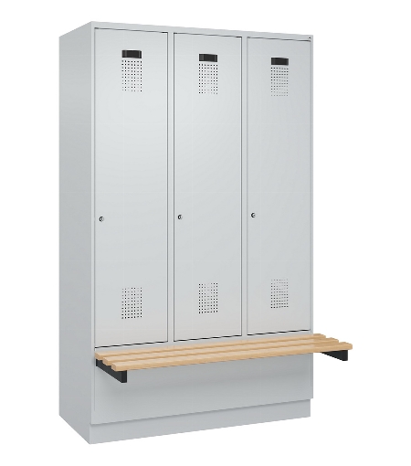C+P Spind Evolo PLUS 049040-30 integrierte Bank 3 Abt.je 300mm Drehriegel (HxBxT) 1950x900x815mm 9016/6019
