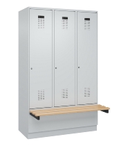 C+P Spind Evolo PLUS 049040-30 integrierte Bank 3 Abt.je 300mm Drehriegel (HxBxT) 1950x900x815mm 9016/6019