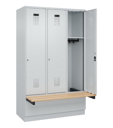 C+P Spind Evolo PLUS 049040-30 integrierte Bank 3 Abt.je 300mm Drehriegel (HxBxT) 1950x900x815mm 9016/6019