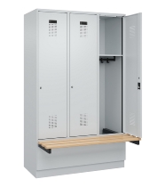 C+P Spind Evolo PLUS 049040-30 integrierte Bank 3 Abt.je 300mm Drehriegel (HxBxT) 1950x900x815mm 9016/6019