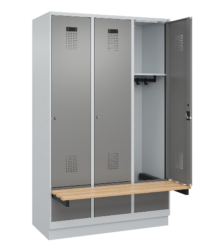 C+P Spind Evolo PLUS 049040-30 integrierte Bank 3 Abt.je 300mm Drehriegel (HxBxT) 1950x900x815mm 9016/6019