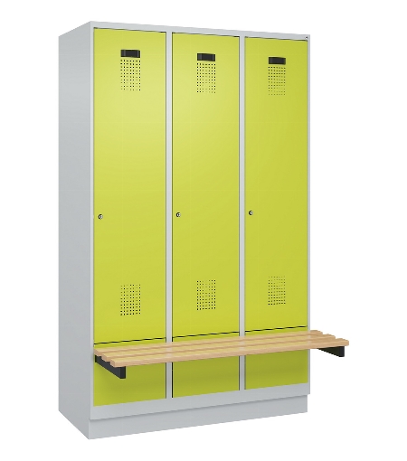 C+P Spind Evolo PLUS 049040-30 integrierte Bank 3 Abt.je 300mm Drehriegel (HxBxT) 1950x900x815mm 9016/6019