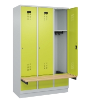 C+P Spind Evolo PLUS 049040-30 integrierte Bank 3 Abt.je 300mm Drehriegel (HxBxT) 1950x900x815mm 9016/6019