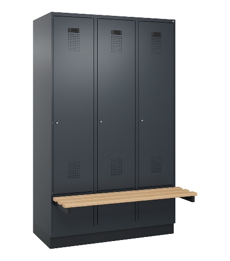 C+P Spind Evolo PLUS 049040-30 integrierte Bank 3 Abt.je 300mm Drehriegel (HxBxT) 1950x900x815mm 9016/6019