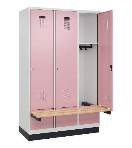 C+P Spind Evolo PLUS 049040-30 integrierte Bank 3 Abt.je 300mm Drehriegel (HxBxT) 1950x900x815mm 9016/6019