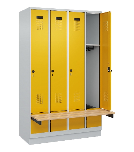 C+P Spind Evolo PLUS 049040-30 integrierte Bank 3 Abt.je 300mm Drehriegel (HxBxT) 1950x900x815mm 9016/6019