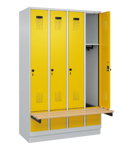 C+P Spind Evolo PLUS 049040-30 integrierte Bank 3 Abt.je 300mm Drehriegel (HxBxT) 1950x900x815mm 9016/6019