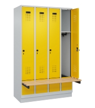 C+P Spind Evolo PLUS 049040-30 integrierte Bank 3 Abt.je 300mm Drehriegel (HxBxT) 1950x900x815mm 9016/6019