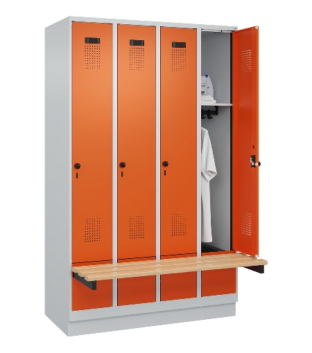 C+P Spind Evolo PLUS 049040-30 integrierte Bank 3 Abt.je 300mm Drehriegel (HxBxT) 1950x900x815mm 9016/6019