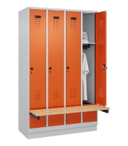 C+P Spind Evolo PLUS 049040-30 integrierte Bank 3 Abt.je 300mm Drehriegel (HxBxT) 1950x900x815mm 9016/6019
