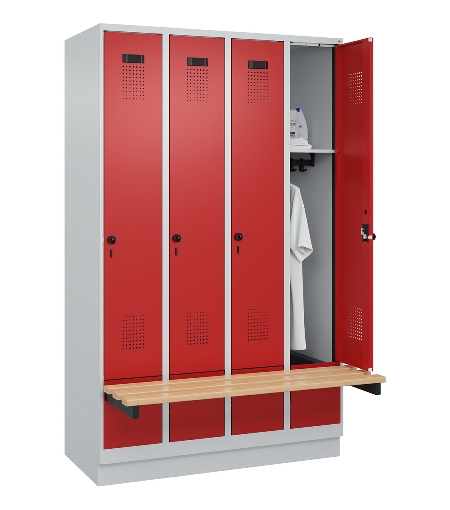 C+P Spind Evolo PLUS 049040-30 integrierte Bank 3 Abt.je 300mm Drehriegel (HxBxT) 1950x900x815mm 9016/6019
