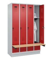C+P Spind Evolo PLUS 049040-30 integrierte Bank 3 Abt.je 300mm Drehriegel (HxBxT) 1950x900x815mm 9016/6019