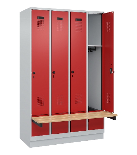 C+P Spind Evolo PLUS 049040-30 integrierte Bank 3 Abt.je 300mm Drehriegel (HxBxT) 1950x900x815mm 9016/6019