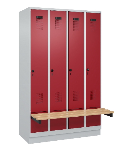 C+P Spind Evolo PLUS 049040-30 integrierte Bank 3 Abt.je 300mm Drehriegel (HxBxT) 1950x900x815mm 9016/6019