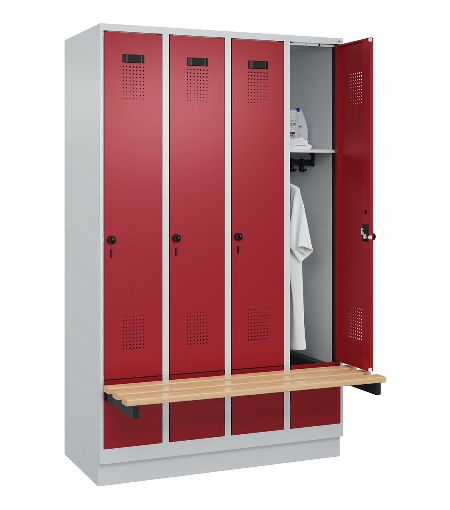 C+P Spind Evolo PLUS 049040-30 integrierte Bank 3 Abt.je 300mm Drehriegel (HxBxT) 1950x900x815mm 9016/6019