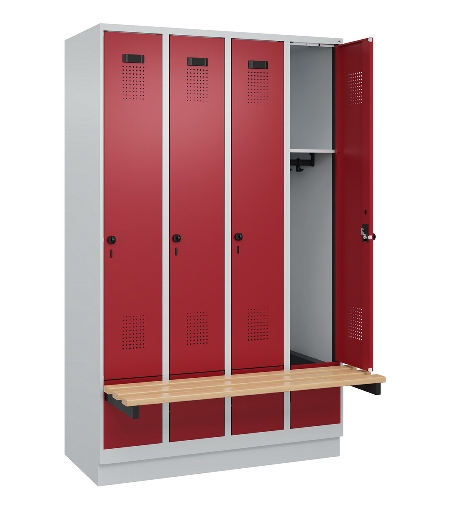 C+P Spind Evolo PLUS 049040-30 integrierte Bank 3 Abt.je 300mm Drehriegel (HxBxT) 1950x900x815mm 9016/6019