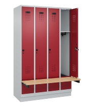 C+P Spind Evolo PLUS 049040-30 integrierte Bank 3 Abt.je 300mm Drehriegel (HxBxT) 1950x900x815mm 9016/6019
