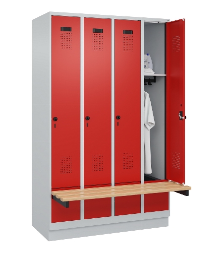 C+P Spind Evolo PLUS 049040-30 integrierte Bank 3 Abt.je 300mm Drehriegel (HxBxT) 1950x900x815mm 9016/6019
