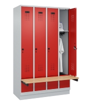 C+P Spind Evolo PLUS 049040-30 integrierte Bank 3 Abt.je 300mm Drehriegel (HxBxT) 1950x900x815mm 9016/6019