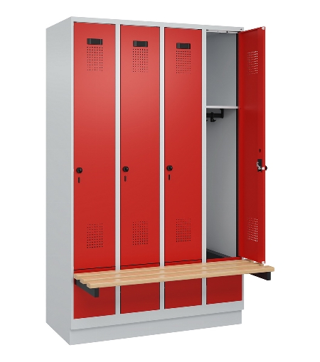 C+P Spind Evolo PLUS 049040-30 integrierte Bank 3 Abt.je 300mm Drehriegel (HxBxT) 1950x900x815mm 9016/6019