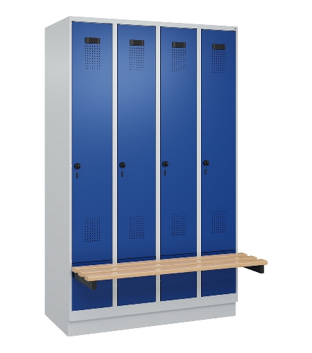C+P Spind Evolo PLUS 049040-30 integrierte Bank 3 Abt.je 300mm Drehriegel (HxBxT) 1950x900x815mm 9016/6019