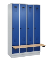 C+P Spind Evolo PLUS 049040-30 integrierte Bank 3 Abt.je 300mm Drehriegel (HxBxT) 1950x900x815mm 9016/6019