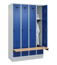 C+P Spind Evolo PLUS 049040-30 integrierte Bank 3 Abt.je 300mm Drehriegel (HxBxT) 1950x900x815mm 9016/6019