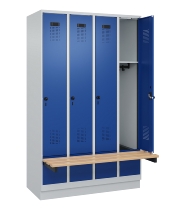 C+P Spind Evolo PLUS 049040-30 integrierte Bank 3 Abt.je 300mm Drehriegel (HxBxT) 1950x900x815mm 9016/6019