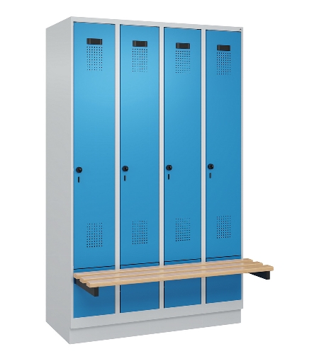 C+P Spind Evolo PLUS 049040-30 integrierte Bank 3 Abt.je 300mm Drehriegel (HxBxT) 1950x900x815mm 9016/6019
