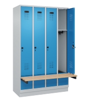 C+P Spind Evolo PLUS 049040-30 integrierte Bank 3 Abt.je 300mm Drehriegel (HxBxT) 1950x900x815mm 9016/6019