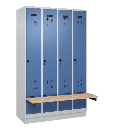 C+P Spind Evolo PLUS 049040-30 integrierte Bank 3 Abt.je 300mm Drehriegel (HxBxT) 1950x900x815mm 9016/6019