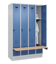 C+P Spind Evolo PLUS 049040-30 integrierte Bank 3 Abt.je 300mm Drehriegel (HxBxT) 1950x900x815mm 9016/6019
