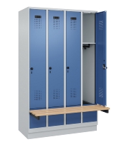C+P Spind Evolo PLUS 049040-30 integrierte Bank 3 Abt.je 300mm Drehriegel (HxBxT) 1950x900x815mm 9016/6019