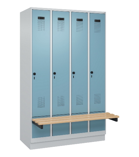 C+P Spind Evolo PLUS 049040-30 integrierte Bank 3 Abt.je 300mm Drehriegel (HxBxT) 1950x900x815mm 9016/6019