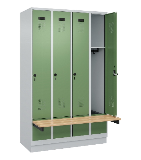 C+P Spind Evolo PLUS 049040-30 integrierte Bank 3 Abt.je 300mm Drehriegel (HxBxT) 1950x900x815mm 9016/6019
