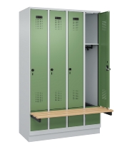 C+P Spind Evolo PLUS 049040-30 integrierte Bank 3 Abt.je 300mm Drehriegel (HxBxT) 1950x900x815mm 9016/6019