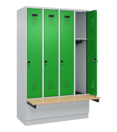 C+P Spind Evolo PLUS 049040-30 integrierte Bank 3 Abt.je 300mm Drehriegel (HxBxT) 1950x900x815mm 9016/6019